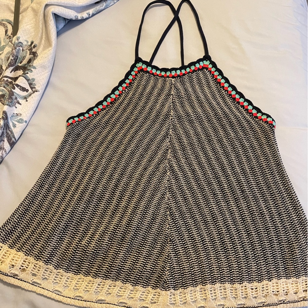 Mossima tank crocheted sweater. Size XS fits more like a SM/M.